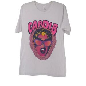 Cardi B Graphic Tee Short Sleeve Womens Size M Band Tee Shirt Hydrolic White Top